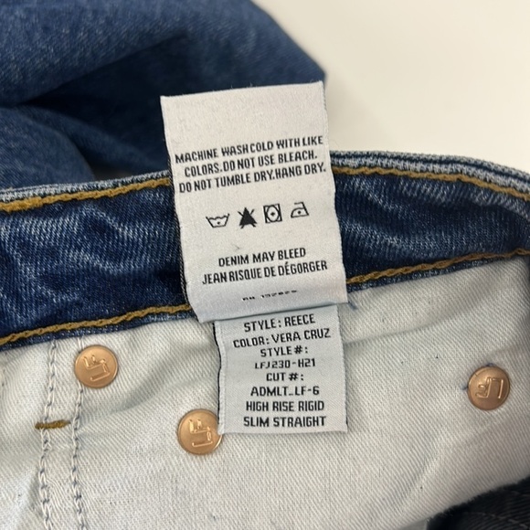 Lovers + Friends Reece High Rise Rigid Slim Straight Distressed Jeans Size 26 - Picture 7 of 8